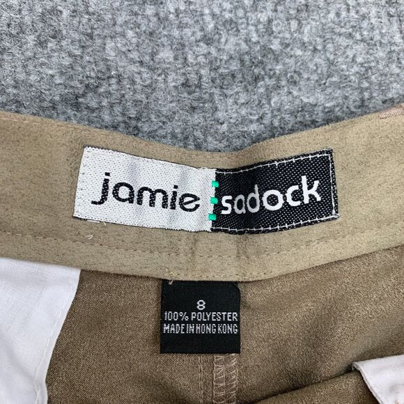 Jamie Sadock Golf Short Womens 8 Brown Faux Suede Pleated Front Retro High Waist - Picture 4 of 10